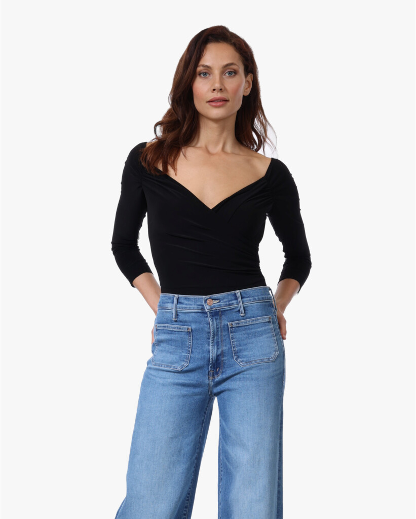 Off Shoulder Sweetheart Bodysuit Zwart