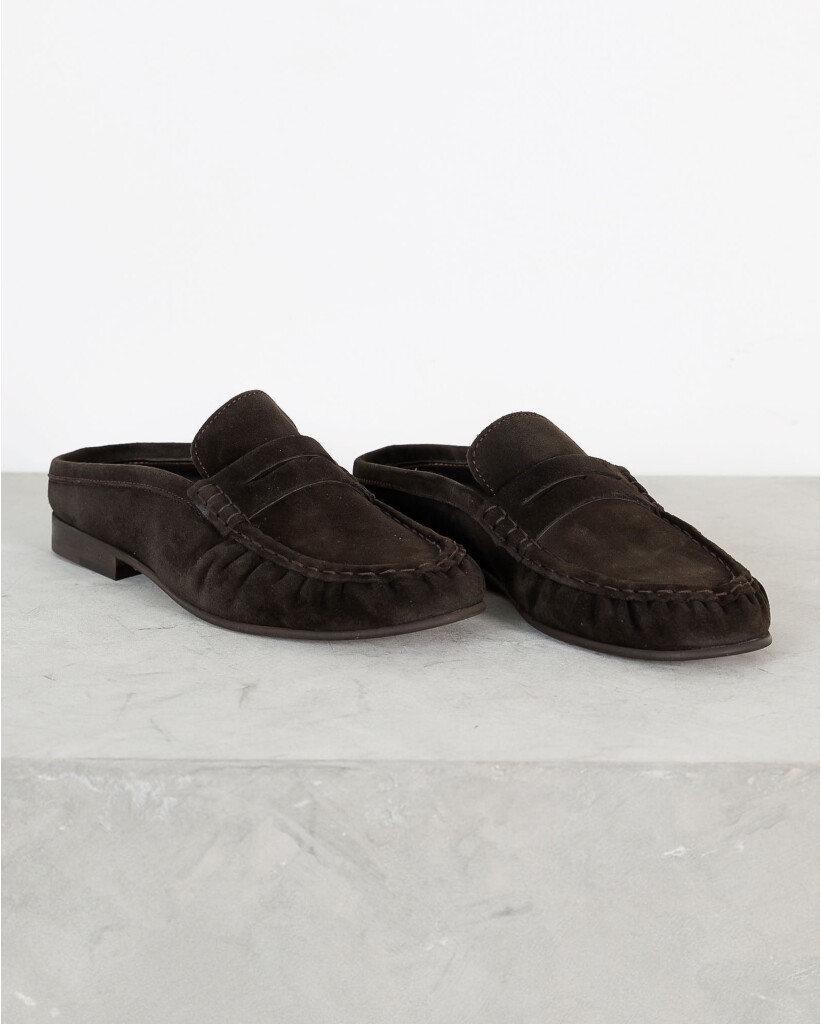 Penny Loafer Wrinkle Suede Donker Bruin
