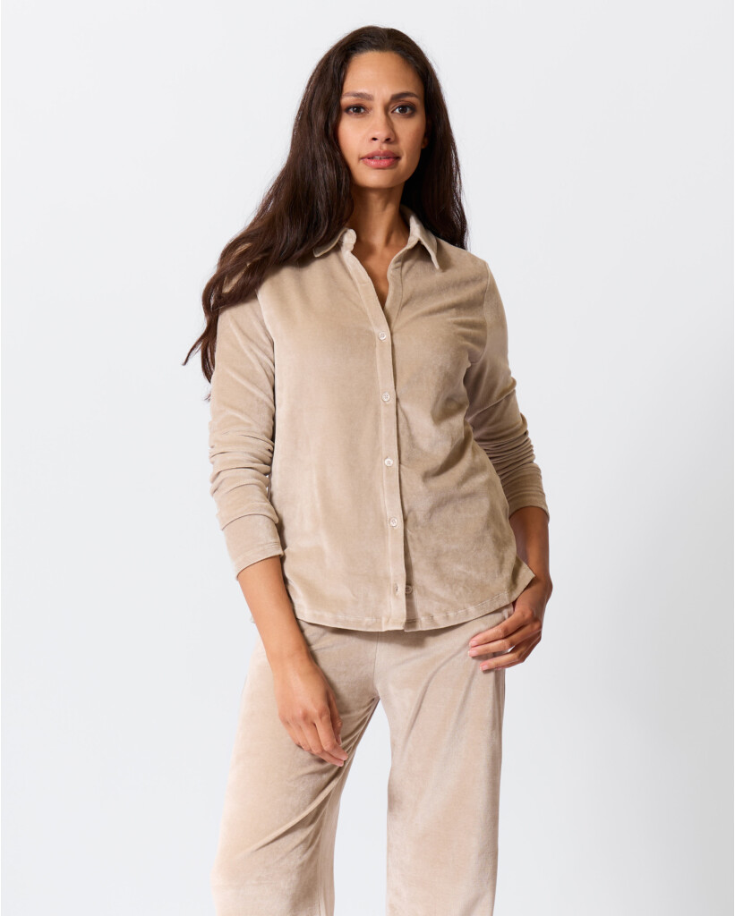 Velours Jersey Blouse Barely Beige