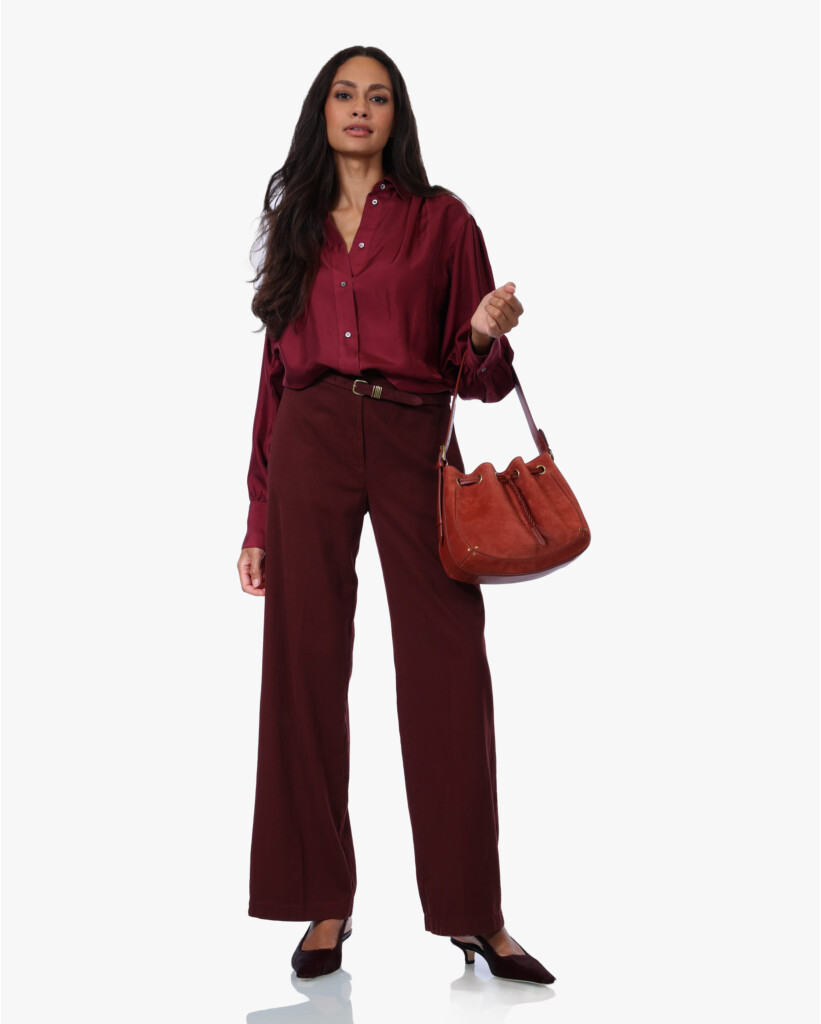 Zijde Twill Blouse Burgundy