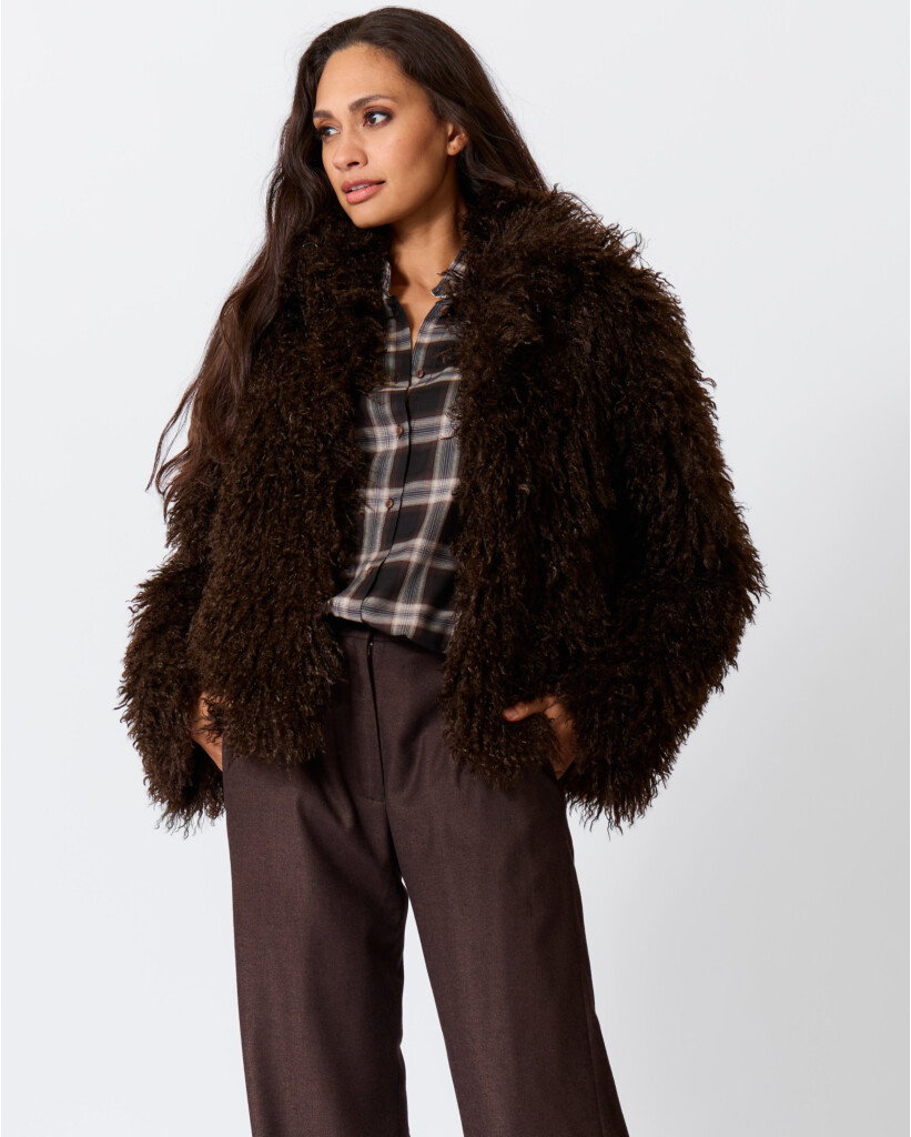Sina Curly Faux Fur Jack Donkerbruin
