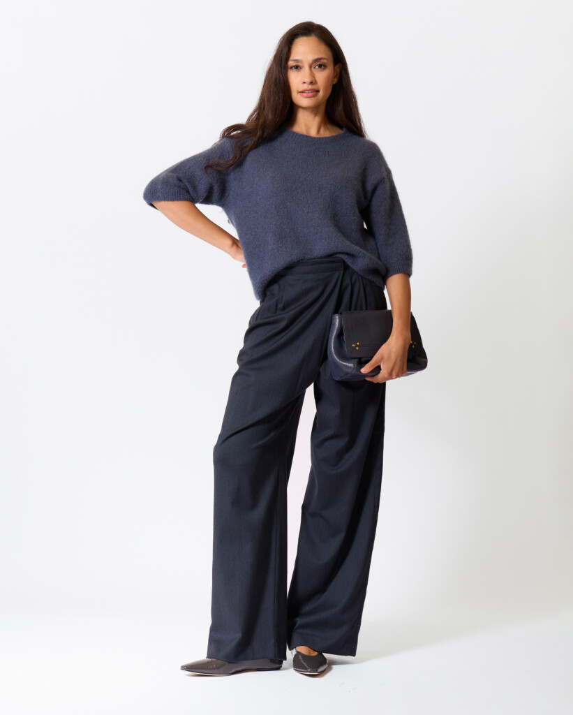 Mohairblend Korte Mouwen Knit Petrol