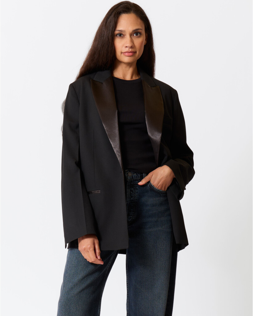 Blazer met Satijnen Revers Zwart