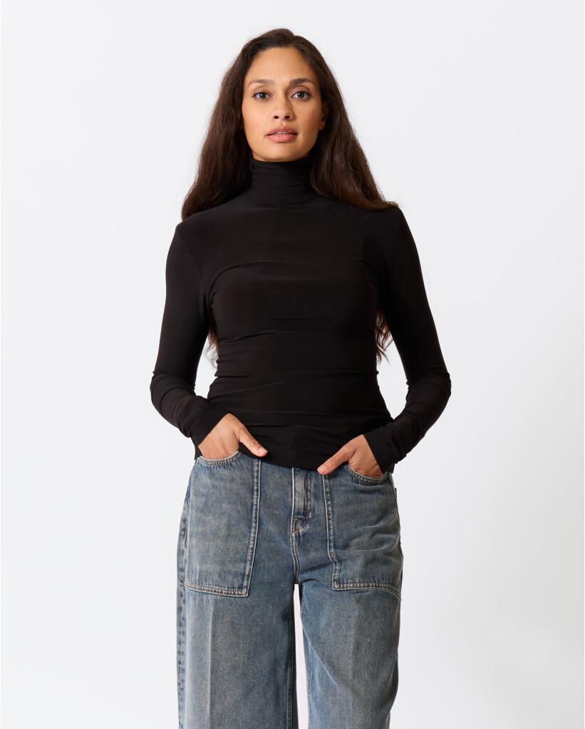 Slim Longsleeve Turtle Top Zwart