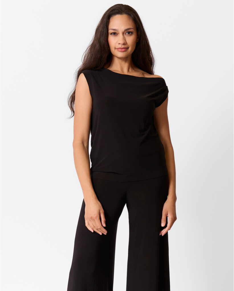 Drop Shoulder Top Zwart