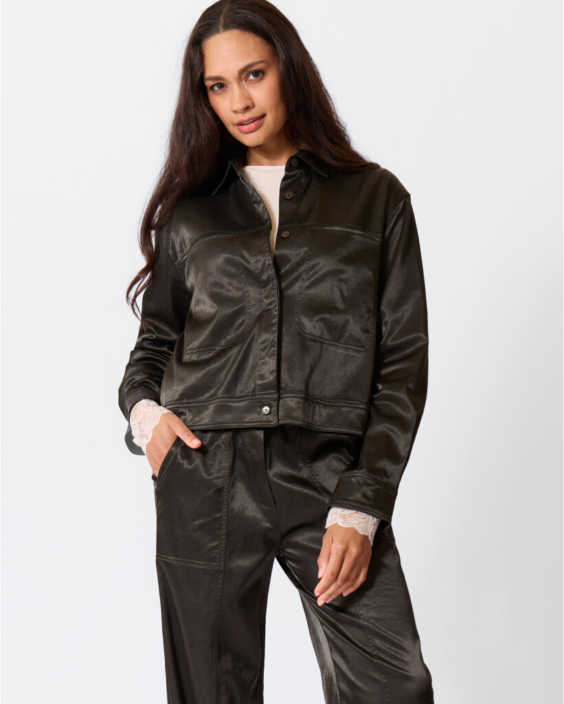 Satijnlook Cropped Jack Deep Laurel