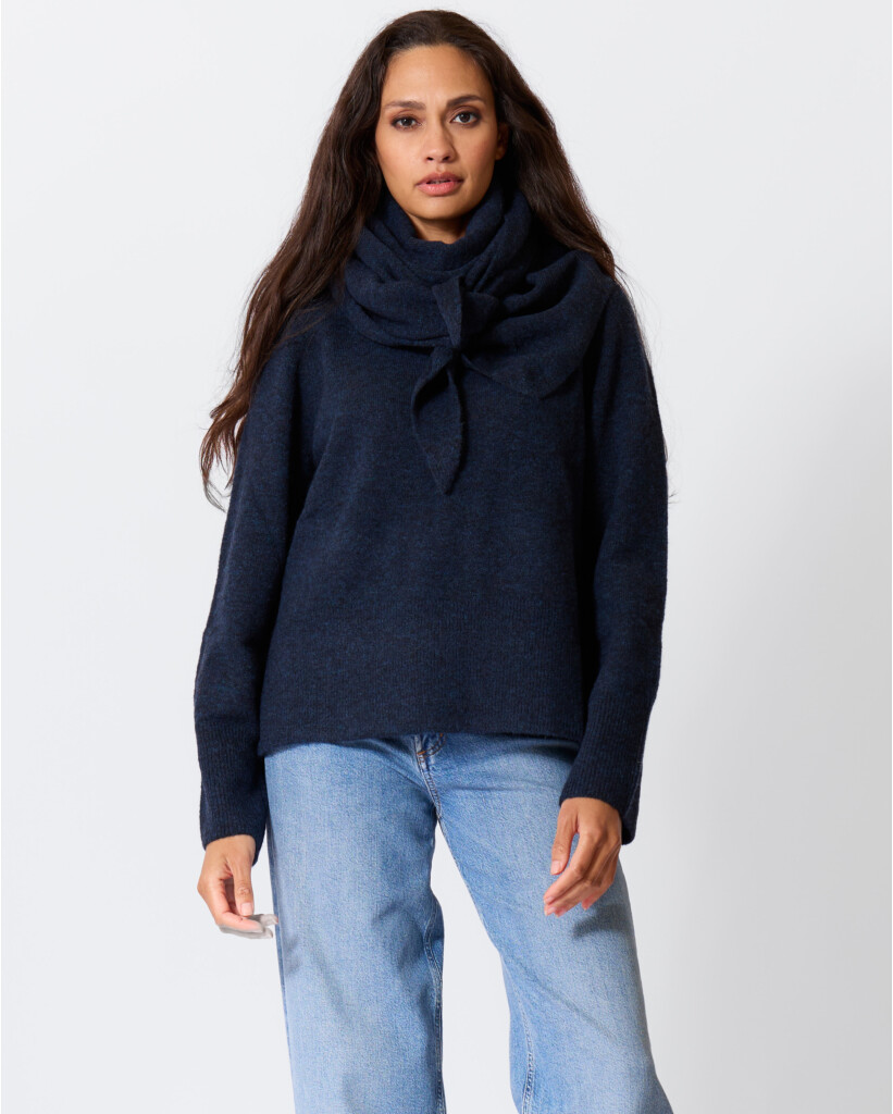 Alpaca/Wolblend Sjaal Navy