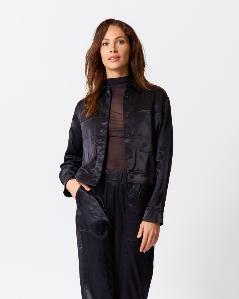 Satijnlook Cropped Jack Dark Saphire