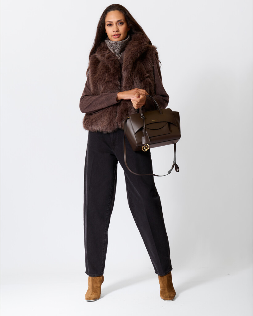 Gill Faux Fur Gilet Ash Brown