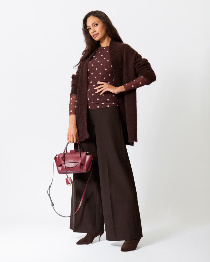 Jodie Polkadot Mesh Top Bruin\Ecru
