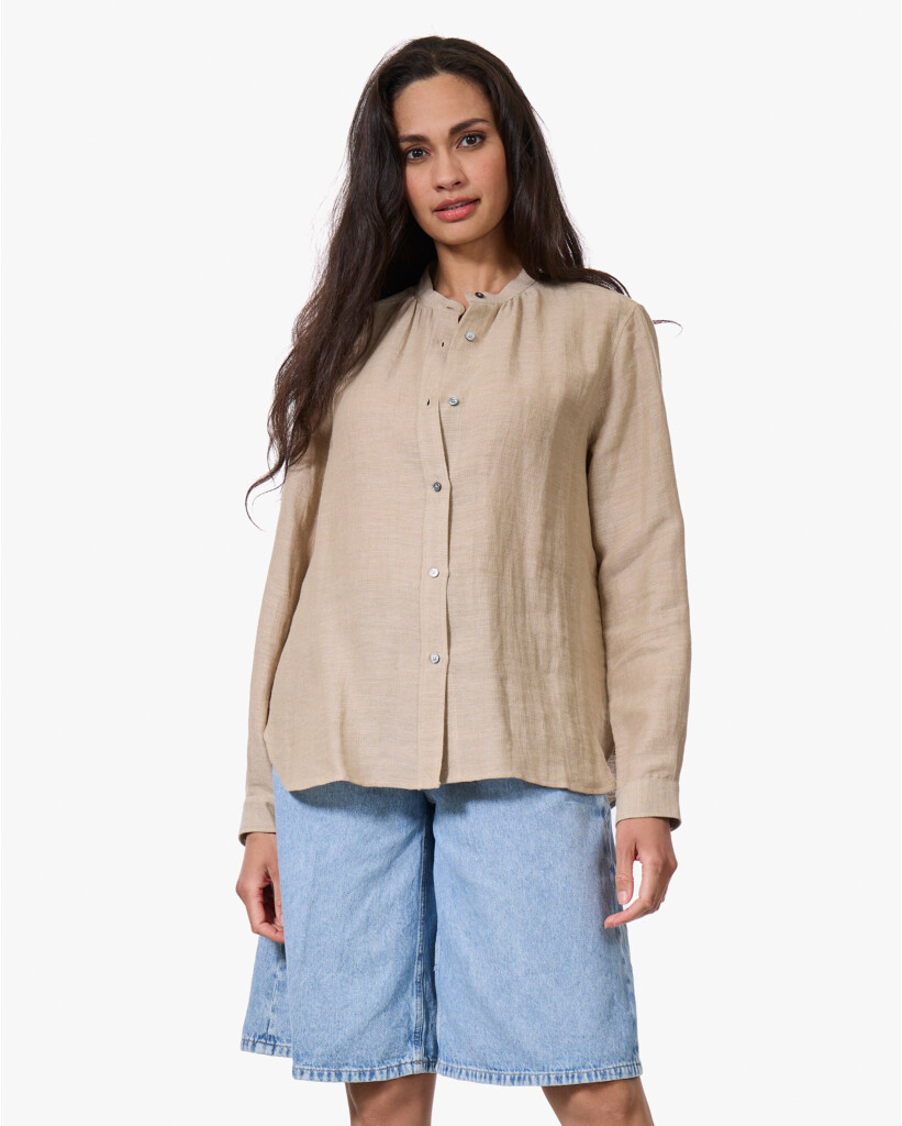 Linnenmix Gauze Blouse Beige
