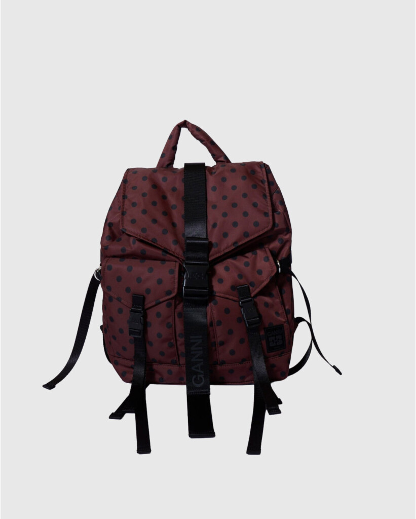 Polkadot Re-Tech Nylon Rugtas Coffee