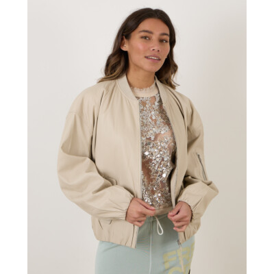 Alter Ego Pearl Leather Jacket Almond