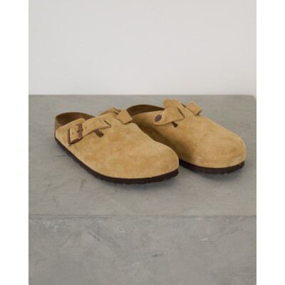 Birkenstock Boston suède instappers Latte Cream