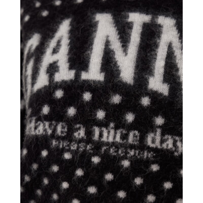Ganni Polka brushed sweater ronde hals zwart