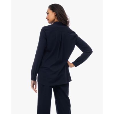 Japan TKY Kaemi Travel Jersey V-hals Blouse Zwartblauw