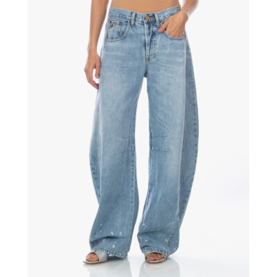 Lois Aliana Wijde Balloon Jeans met Verfspetter Licht Blauw L32
