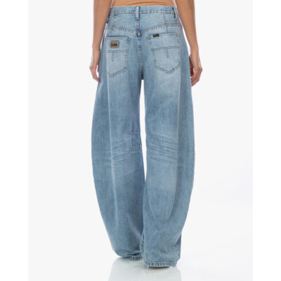 Lois Aliana Wijde Balloon Jeans met Verfspetter Licht Blauw L32
