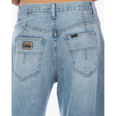 Lois Aliana Wijde Balloon Jeans met Verfspetter Licht Blauw L32