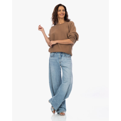 Lois Aliana Wijde Balloon Jeans met Verfspetter Licht Blauw L32