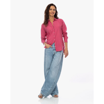 Lois Aliana Wijde Balloon Jeans met Verfspetter Licht Blauw L32