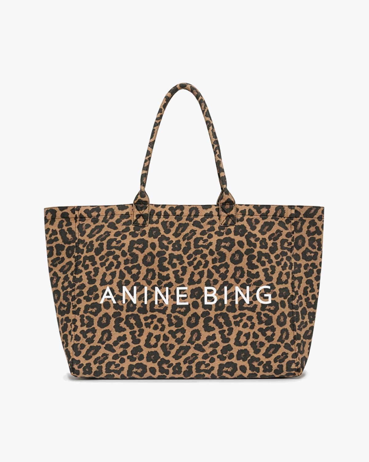 Anine Bing Leo Canvas Tote Leopard Tas