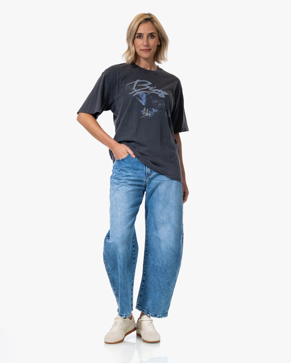 Anine Bing Kent T-Shirt Eagle Washed Black