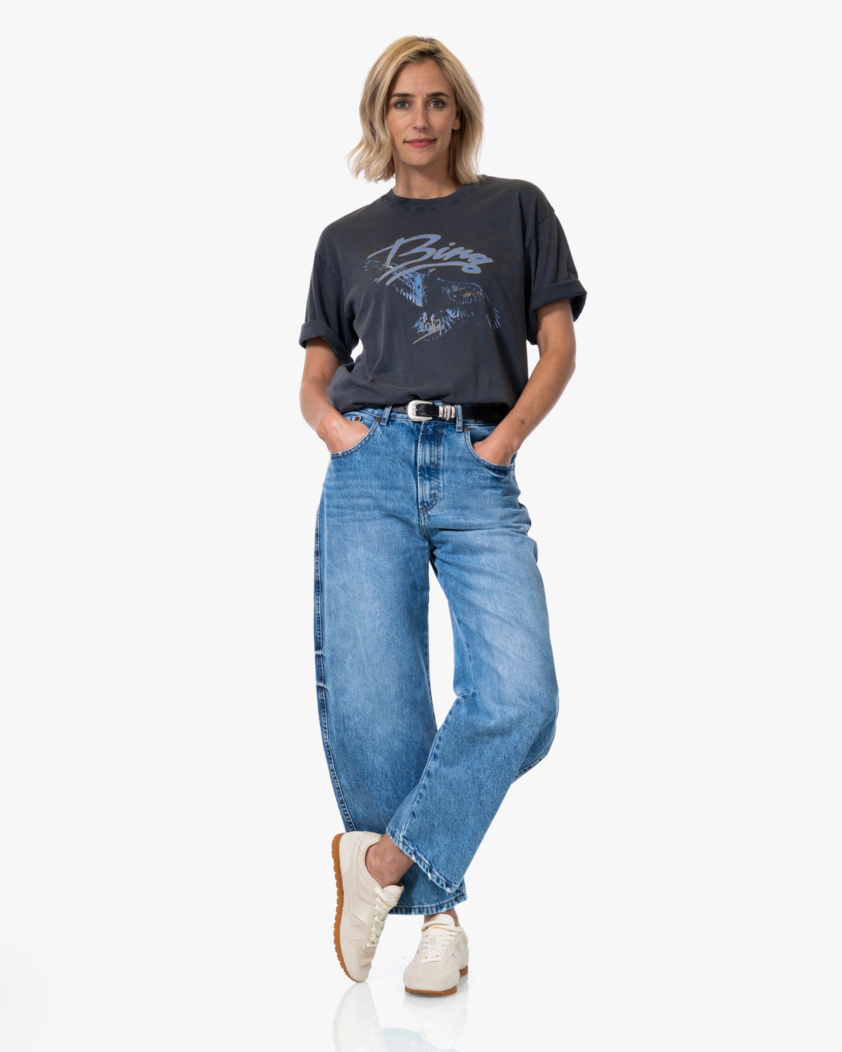 Anine Bing Kent T-Shirt Eagle Washed Black