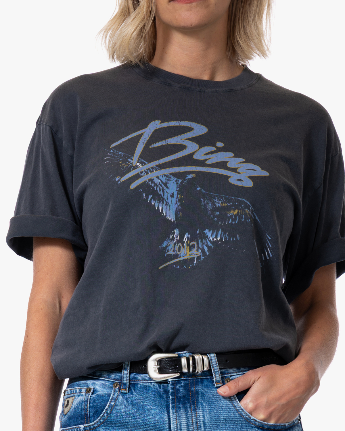 Anine Bing Kent T-Shirt Eagle Washed Black