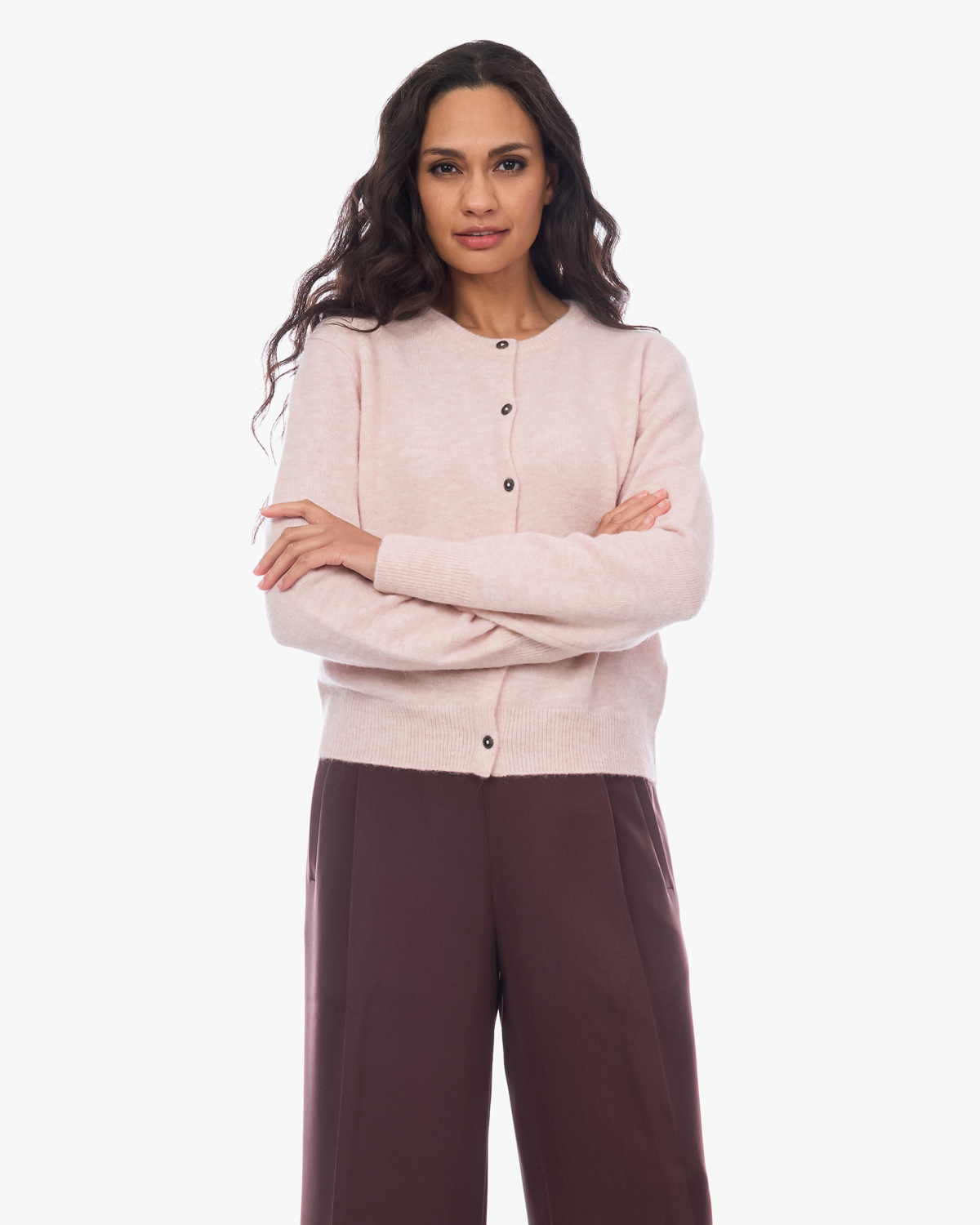 Closed Wollen Doorknoop Vest Roze