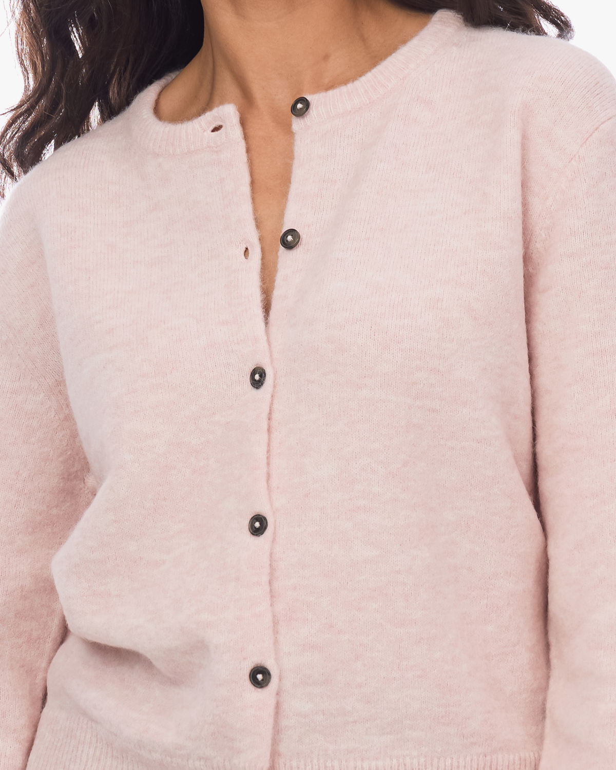 Closed Wollen Doorknoop Vest Roze