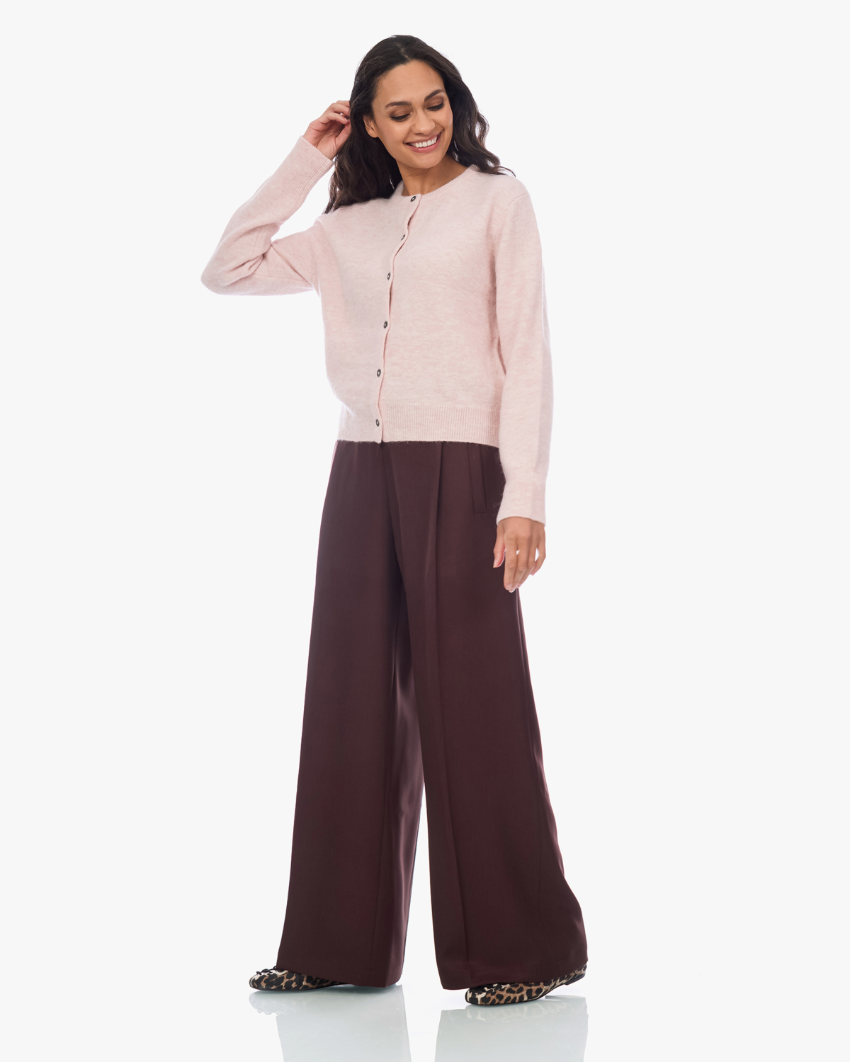 Closed Wollen Doorknoop Vest Roze