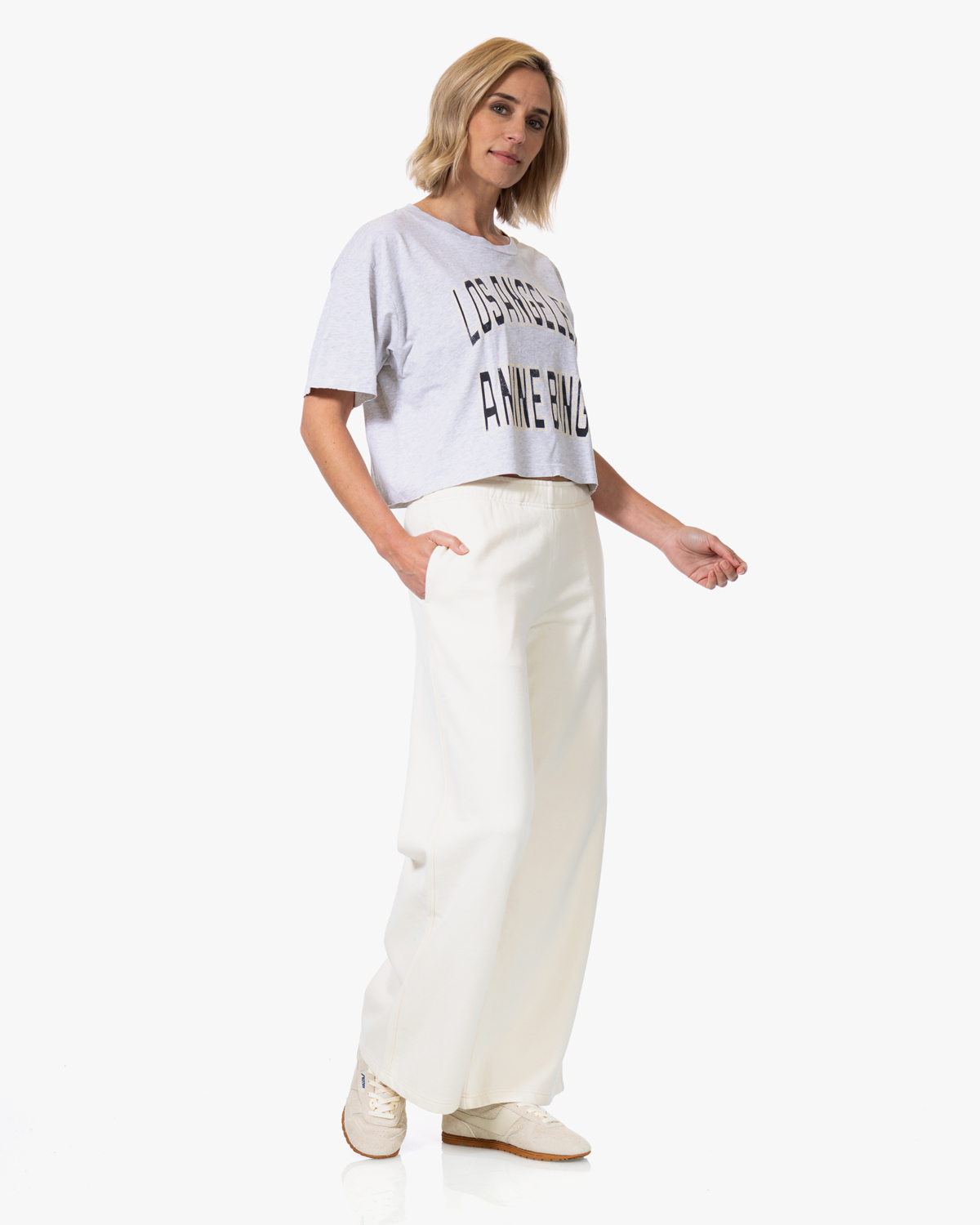 Anine Bing Johnny Cropped T-shirt Grijs