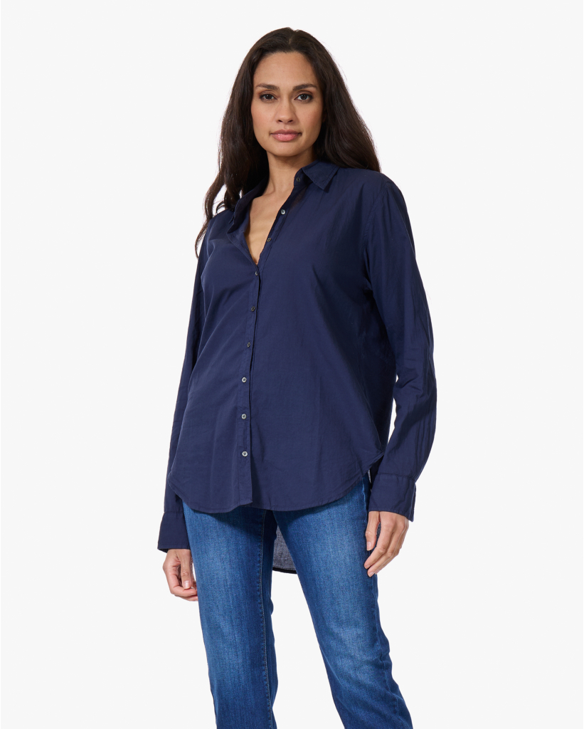 Beau Washed Poplin Blouse Navy