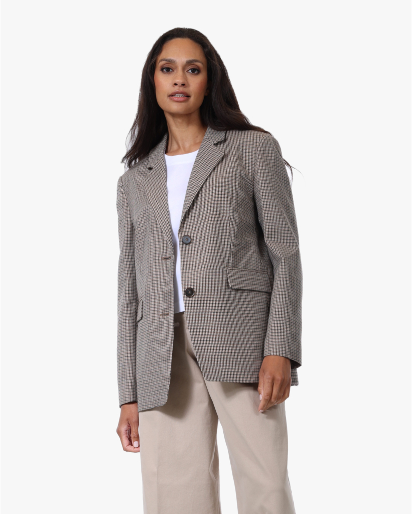 Wolmix Check Blazer Zand Beige