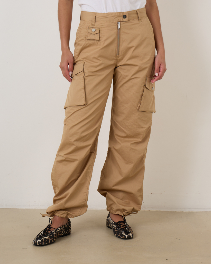 Camel Washed Cotton Twill Trousers