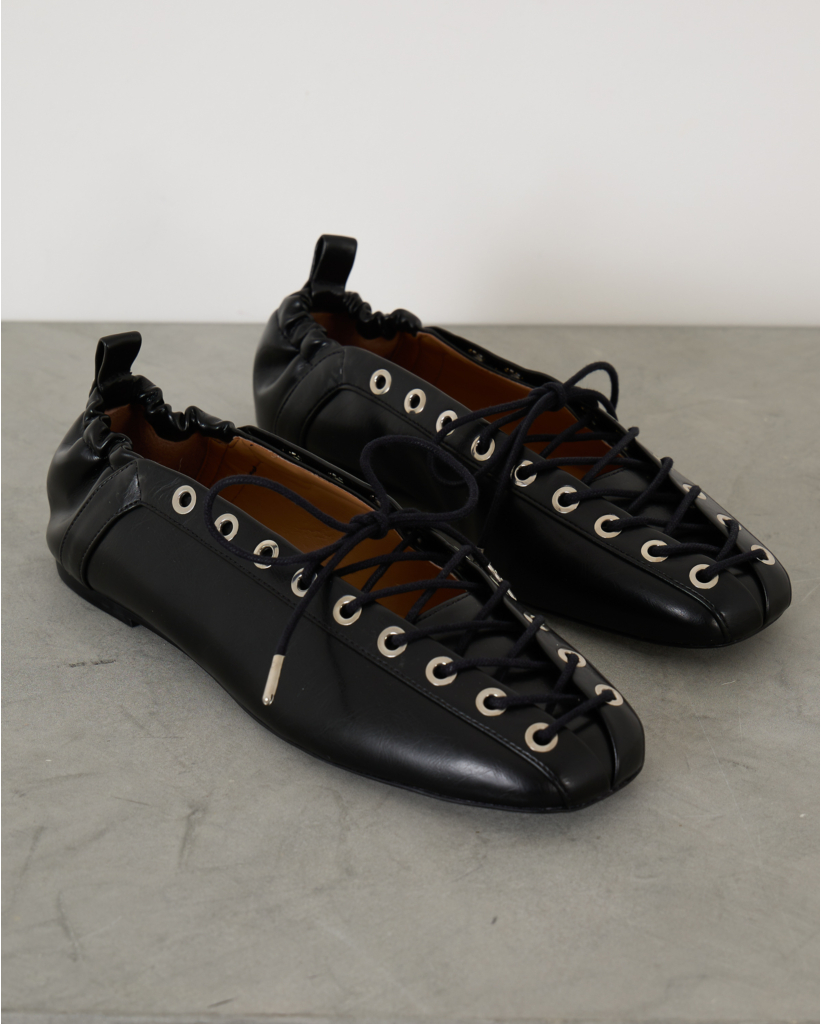 Oleatex Lace-Up Ballerinas Black