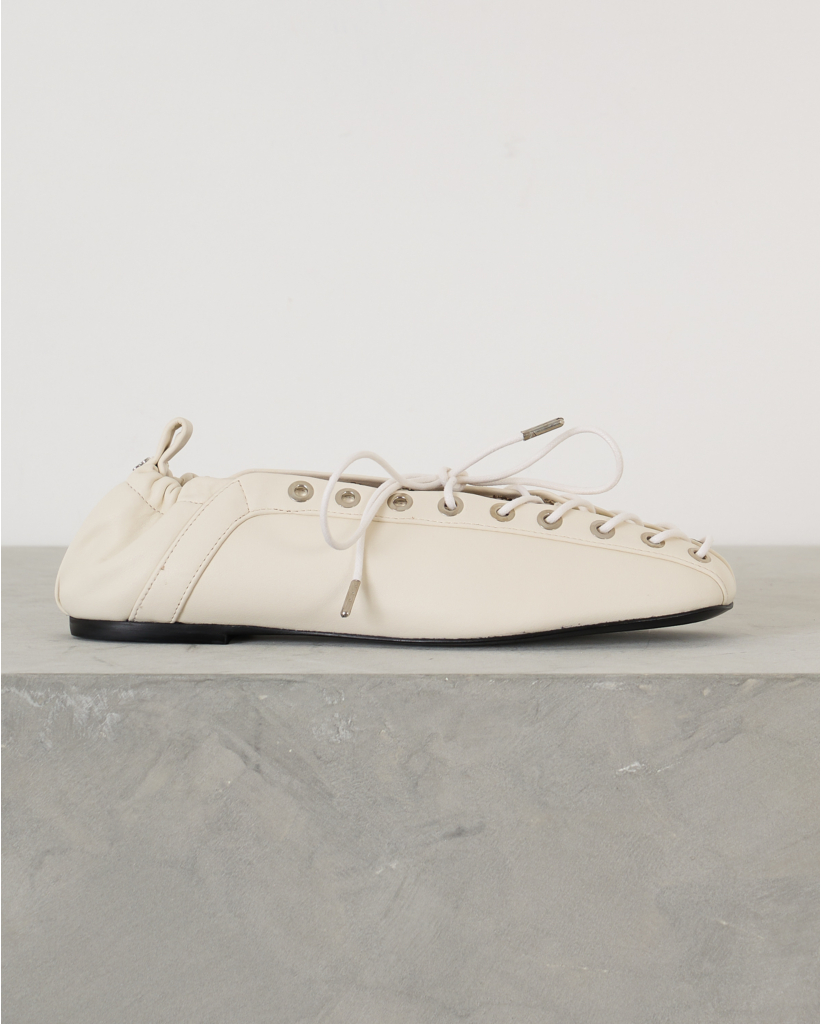 Oleatex Lace-Up Ballerinas Egret