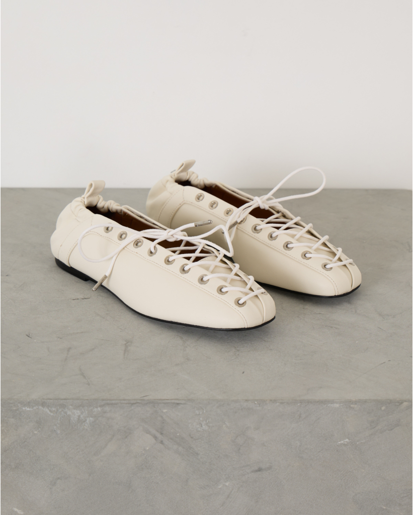 Oleatex Lace-Up Ballerinas Egret