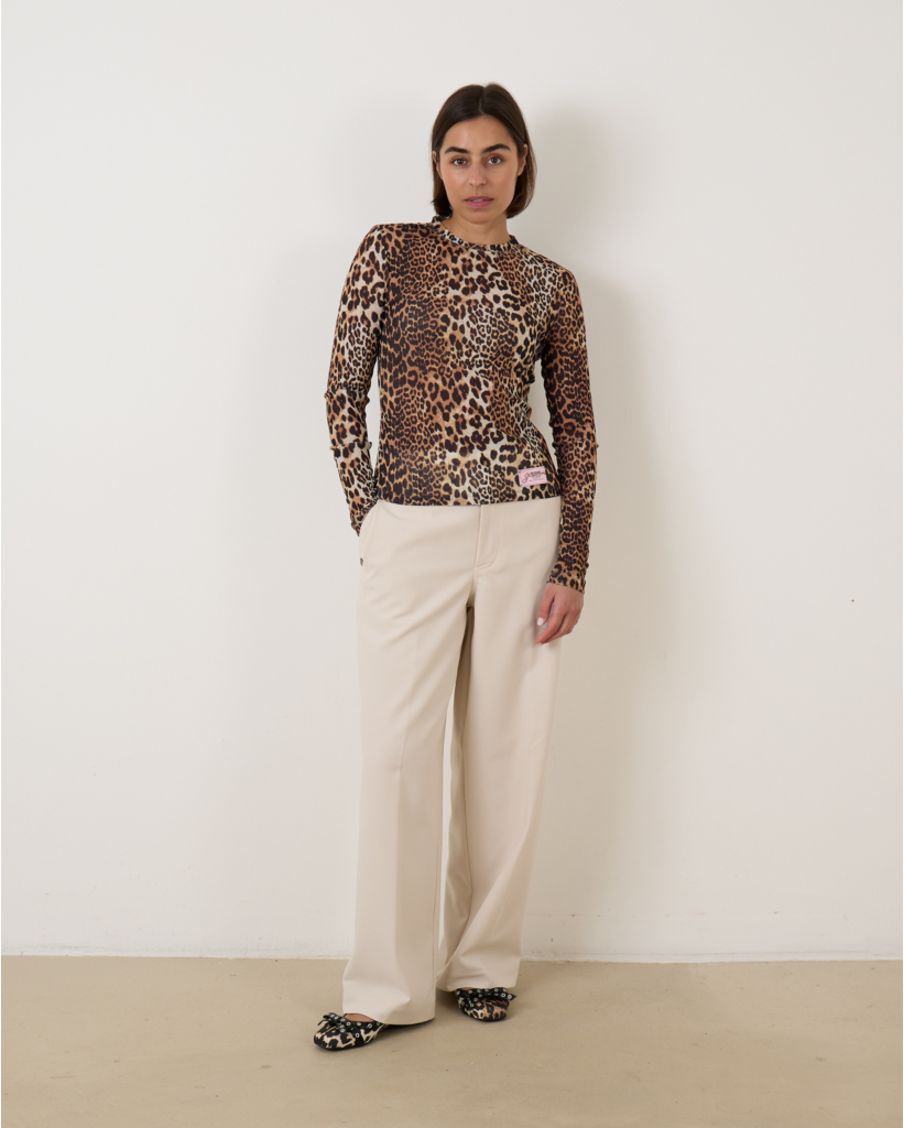 Leopard Mesh Long Sleeve Tee
