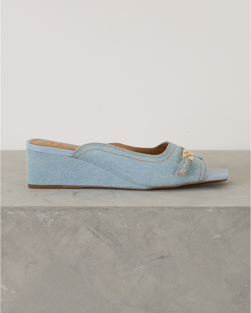 Denim Wedge Mule Sandal