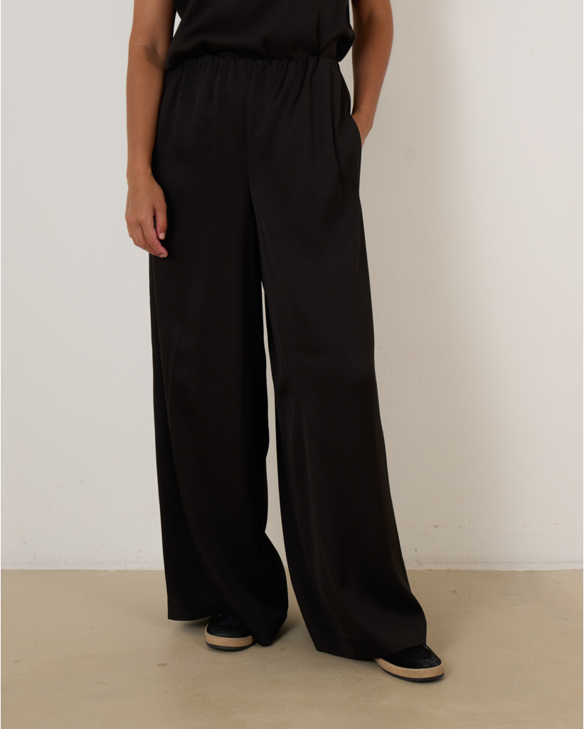Tweezer Wijde Pantalon Satijn Donker Bruin L34