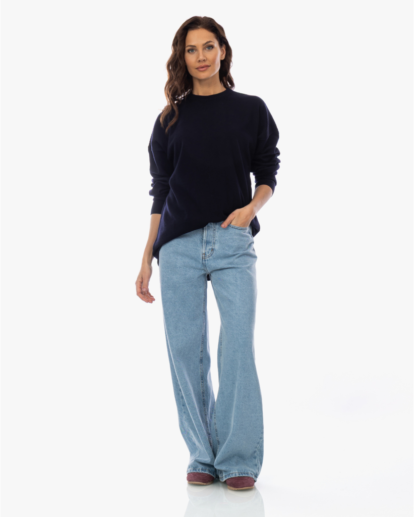 James Oversized Knit Pullover Navy