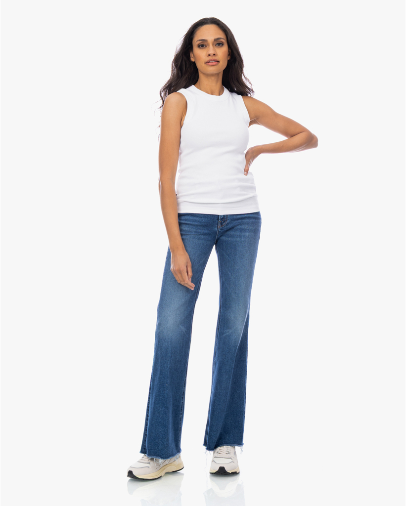 The Doozy Sneak Fray Flared Jeans Blauw