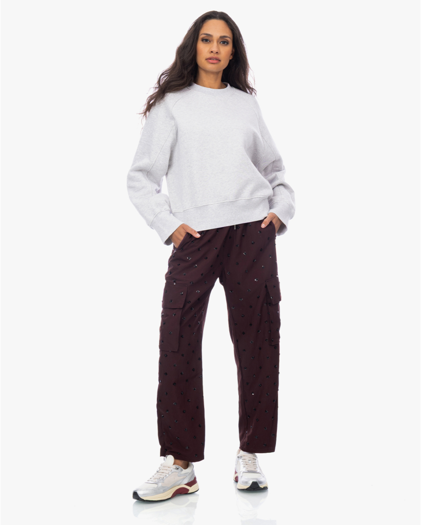 Nemu Cargo Pantalon met Pailletten Bordeaux