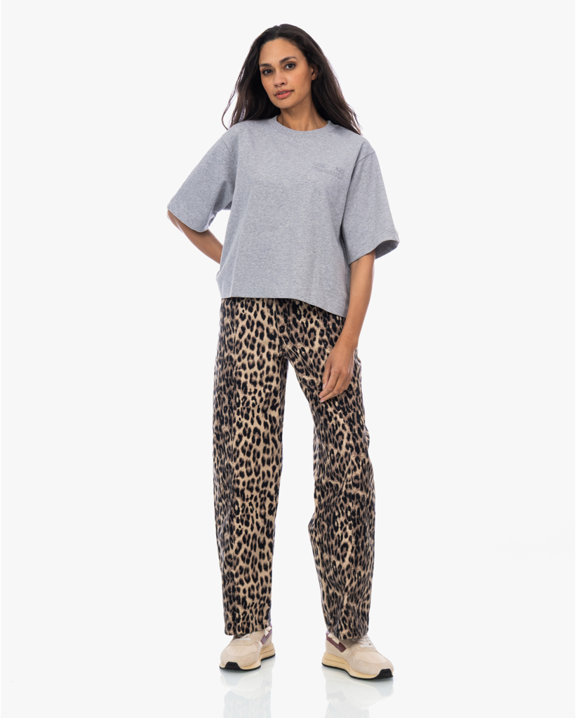 Nara Jeans Wide Leg Leopard Bruin