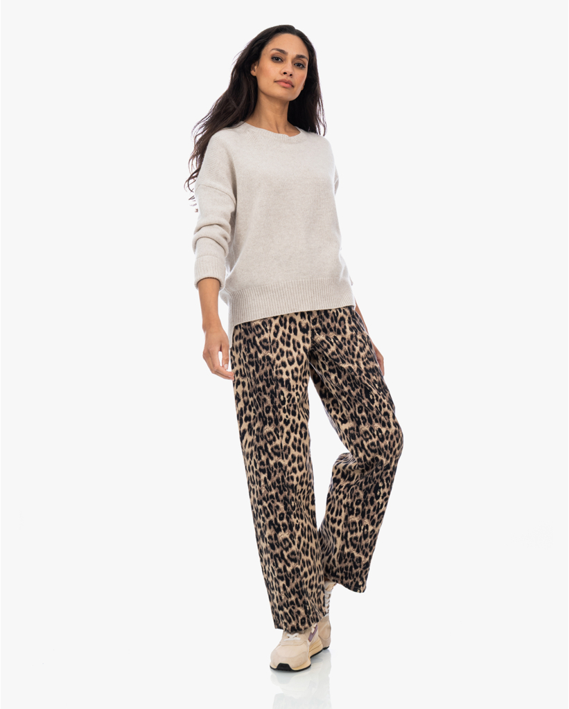 Nara Jeans Wide Leg Leopard Bruin
