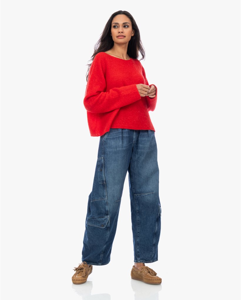 Flightpant cargo jeans donkerblauw
