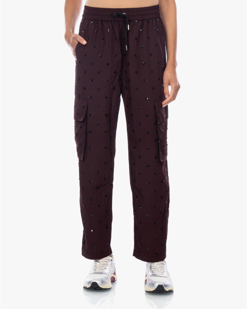 Nemu Cargo Pantalon met Pailletten Bordeaux