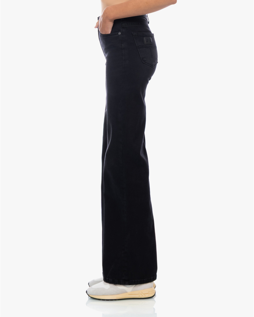 Palazzo Mid Rise Jeans Zwart L34